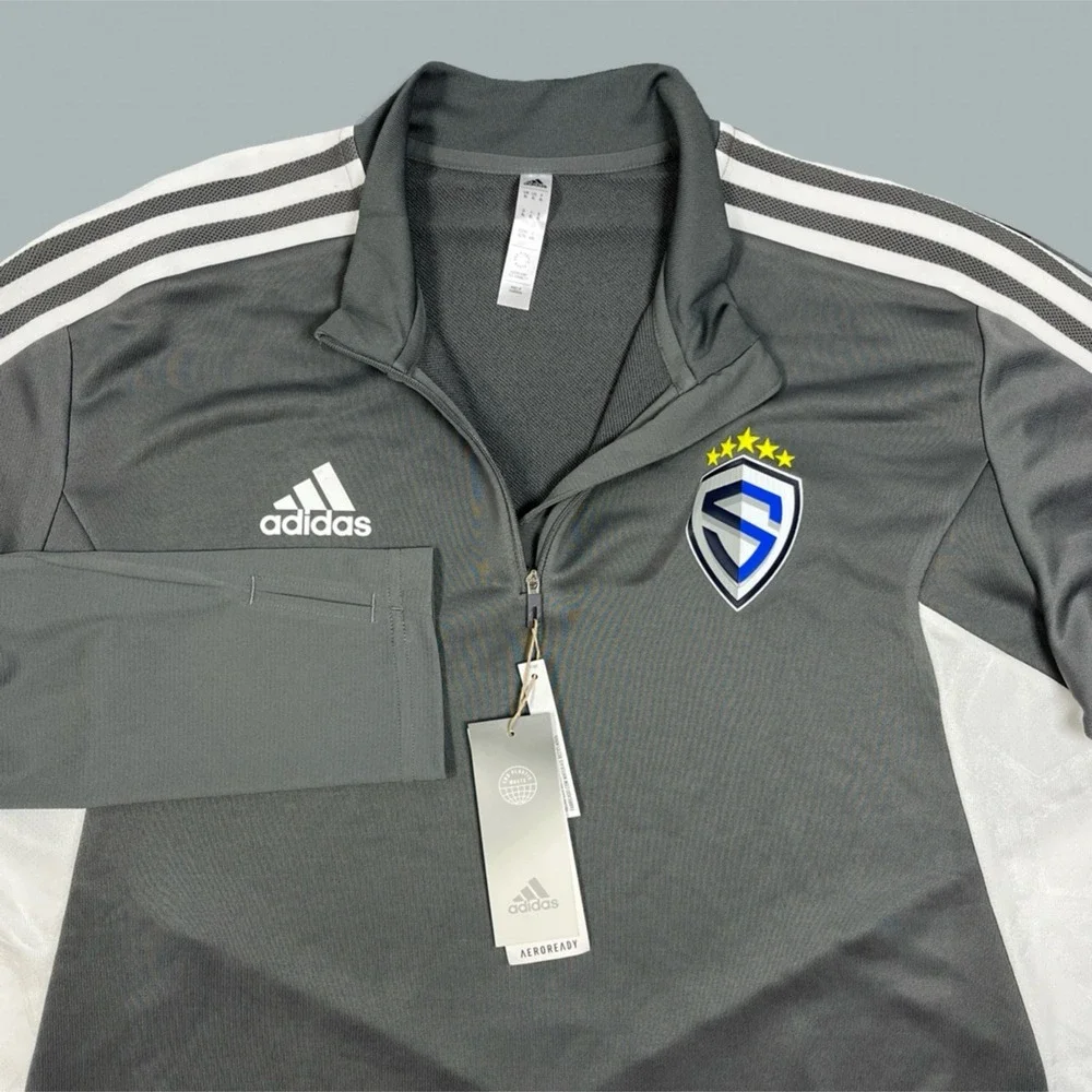 Sting Adidas Mens 1/4 Zip Condivo 22 Soccer Training Track Pullover Gray XL